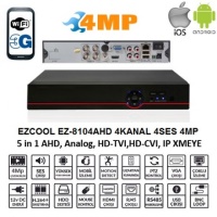 EZCOOL EZ-8104AHD 4MP 4KANAL 4SES 1HDD HDML AHD DVR AHD ANALOG UYUMLUDUR - 1